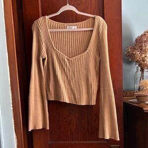 Hollister Tan Ribbed Long Sleeve Top